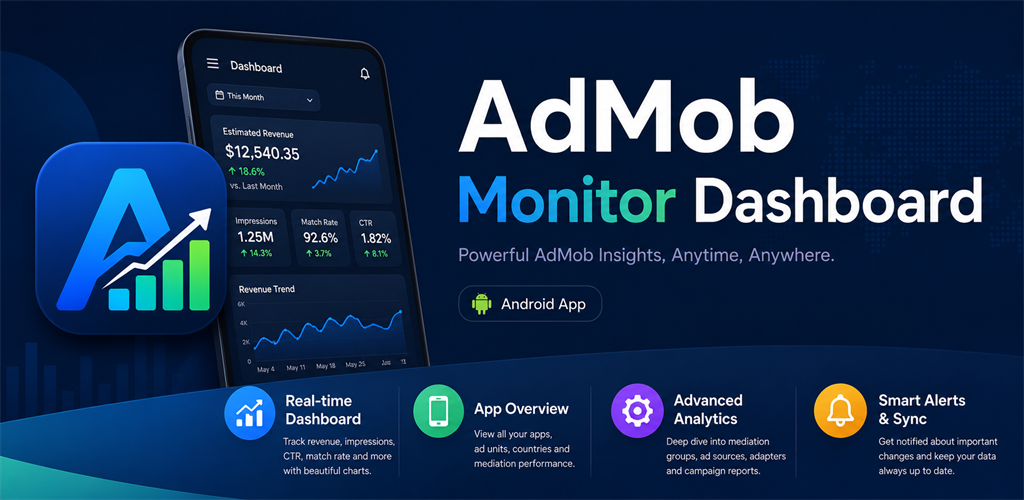 AdMob Monitor Dashboard feature graphic