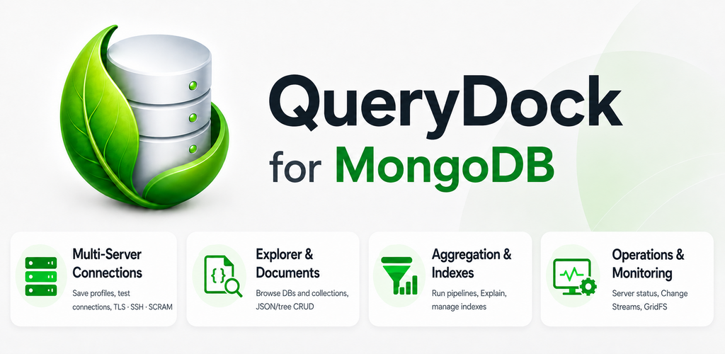 QueryDock for MongoDB feature graphic