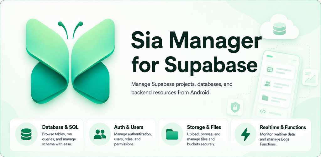 Sia Manager for Supabase feature graphic